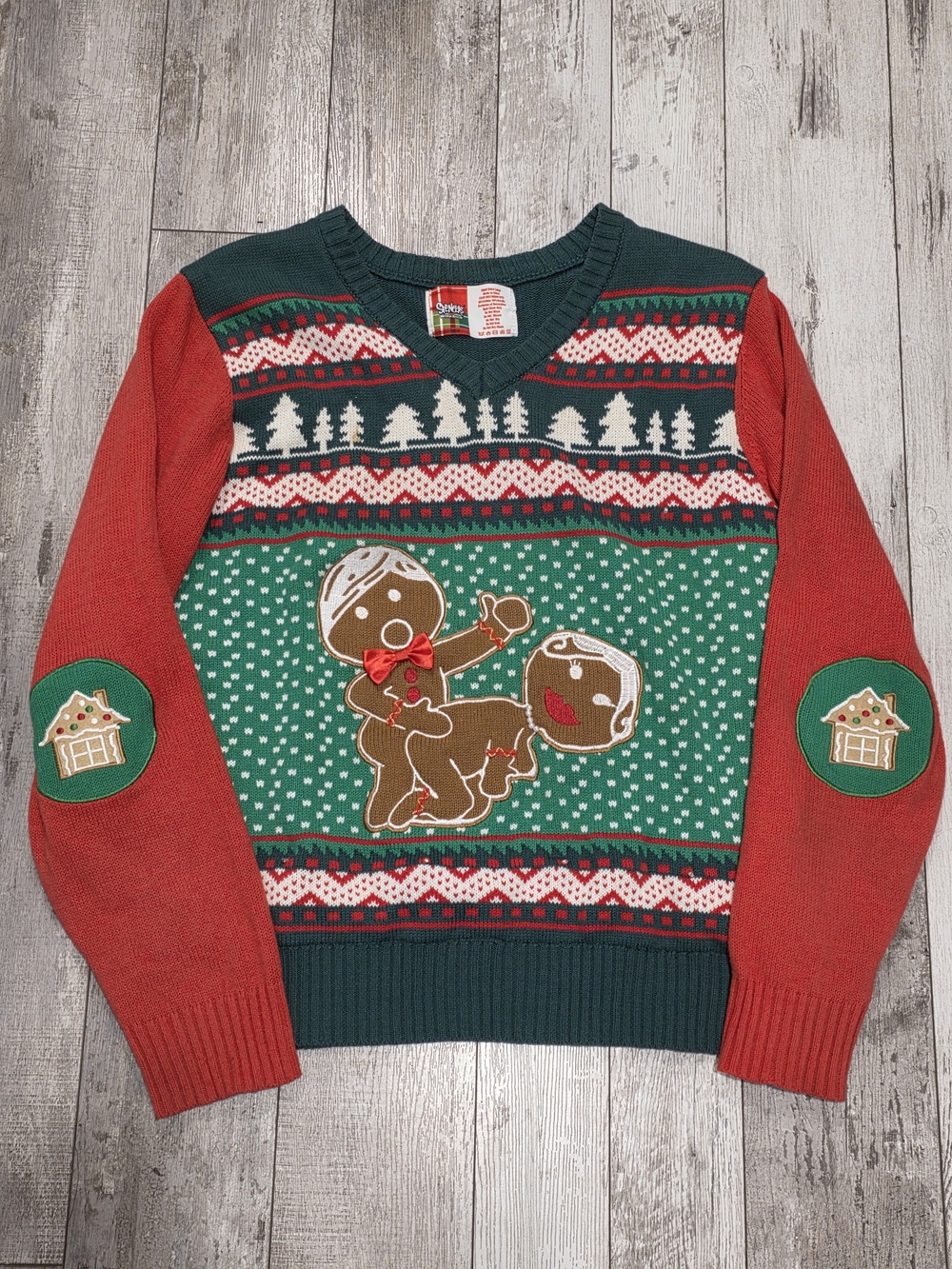 XL Christmas Ugly Sweater Naughty Gingerbread Man Cotton Blend Makin' Cookies